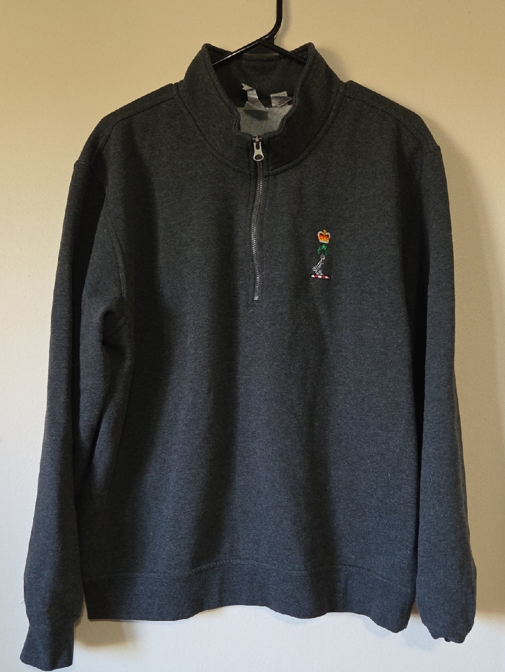 Royal Military College Men's Charcoal Half-Zip Sweatshirt with Embroidered Crest